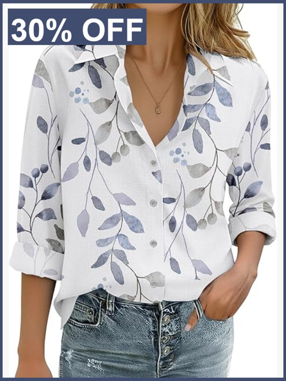 Oversized Cotton Linen Button Down Blouse Long Sleeve V Neck Top